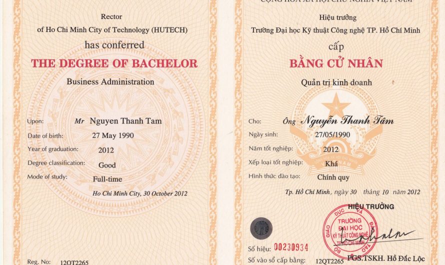 Làm bằng đại học Hutech bảo hành vĩnh viễn – Phôi gốc từ Bộ Giáo Dục và Đào Tạo