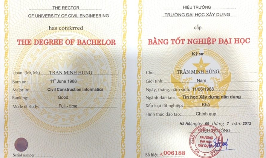Làm bằng đại học xây dựng phôi thật – Làm bằng kỹ sư xây dựng