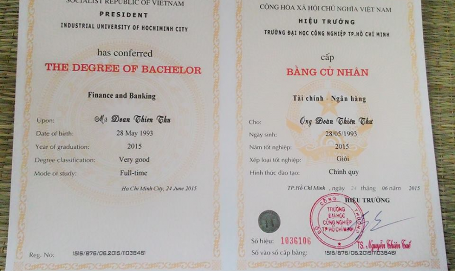 Dịch vụ làm bằng đại học công nghiệp TPHCM uy tín, giá rẻ có bảo hành