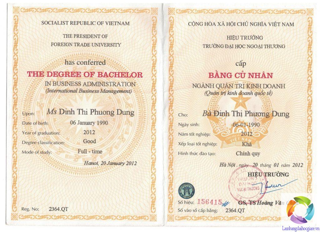 làm bằng đại học Ngoại thương