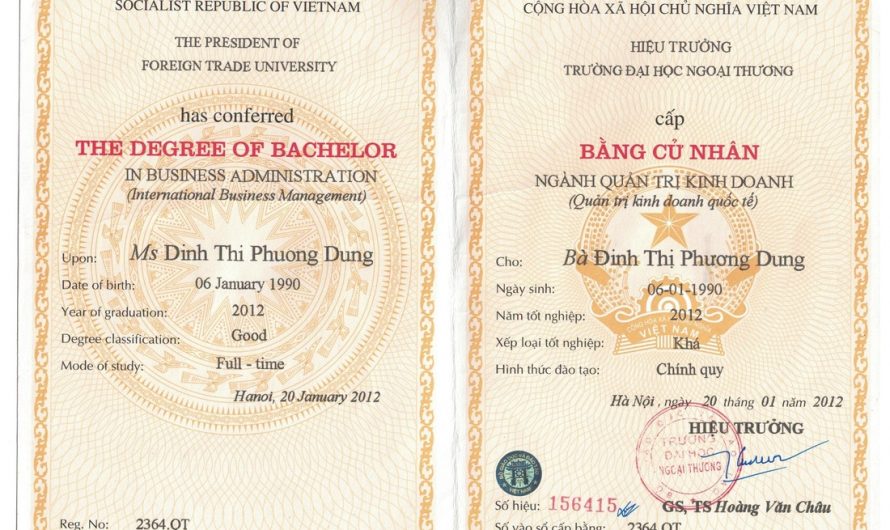 Làm bằng đại học ngoại thương uy tín từ phôi thật