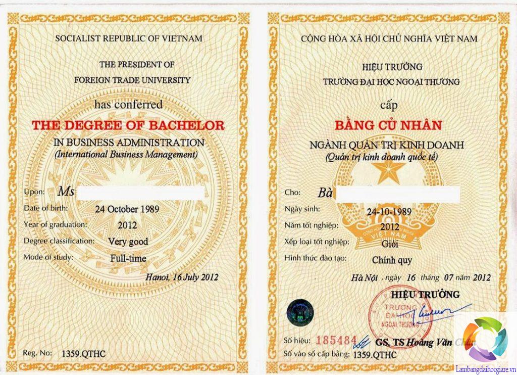 làm bằng đại học Ngoại thương
