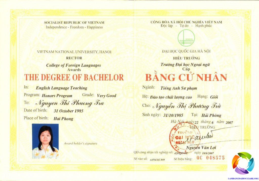 Bằng cử nhân đại học tiếng Anh
