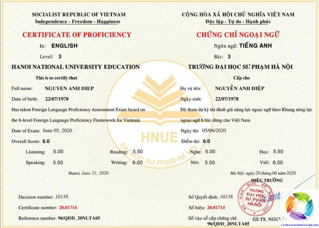 Chứng chỉ tiếng Anh theo Khung năng lực ngoại ngữ 6 Bậc (Vstep)
