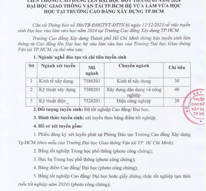 cao đẳng xây dựng liên thông đại học