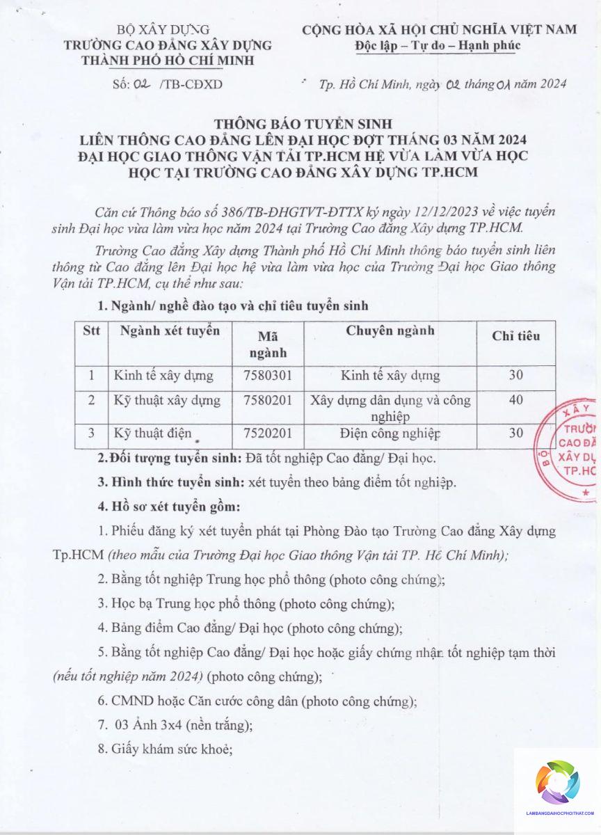 cao đẳng xây dựng liên thông đại học - Hình 1