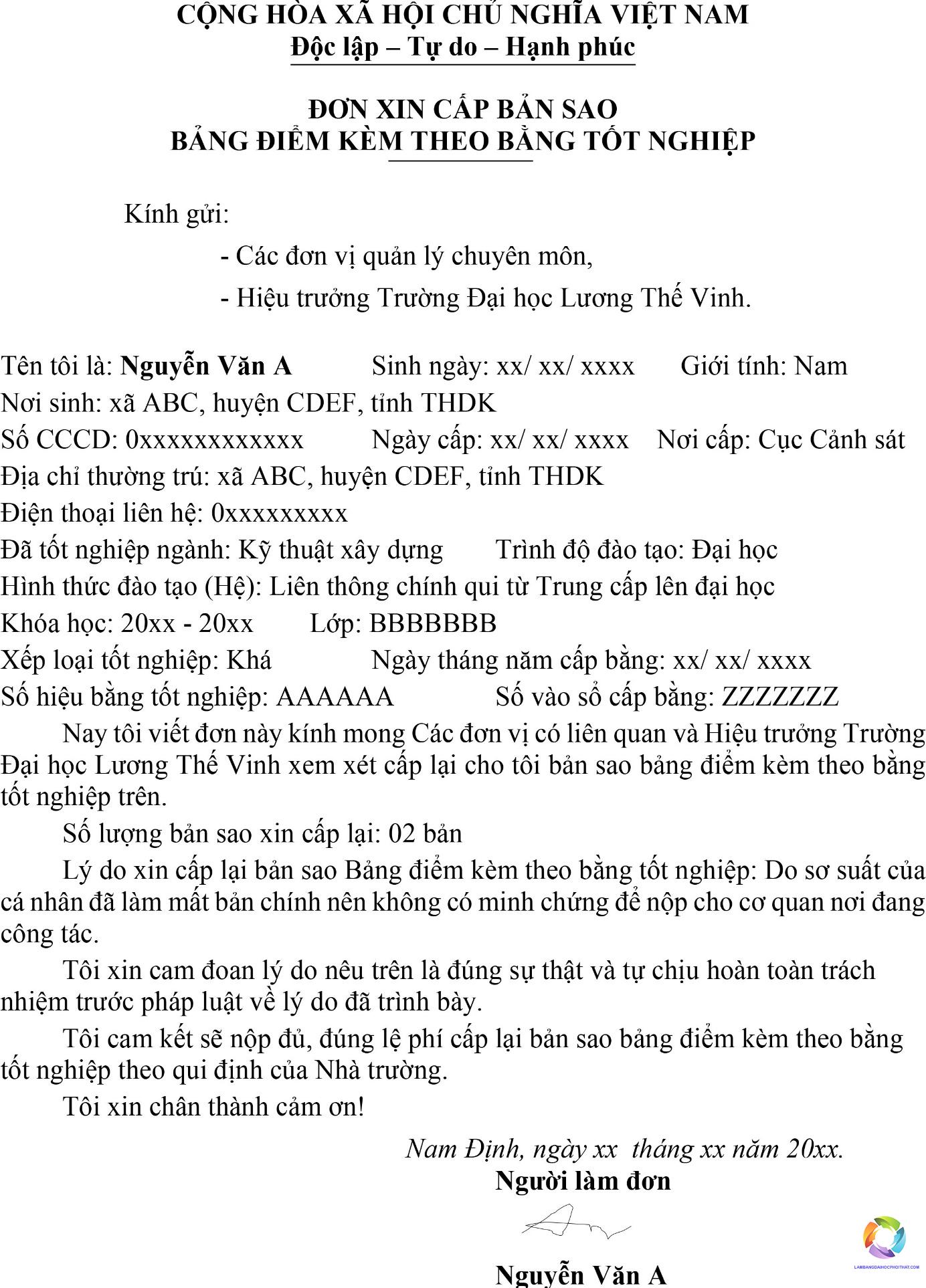 cấp lại bảng điểm đại học - Hình 2