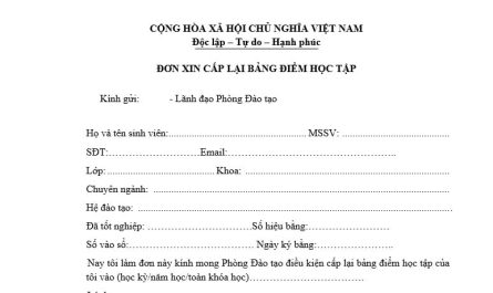 cấp lại bảng điểm đại học