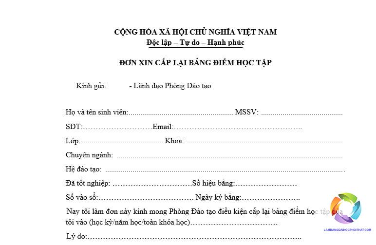 cấp lại bảng điểm đại học
