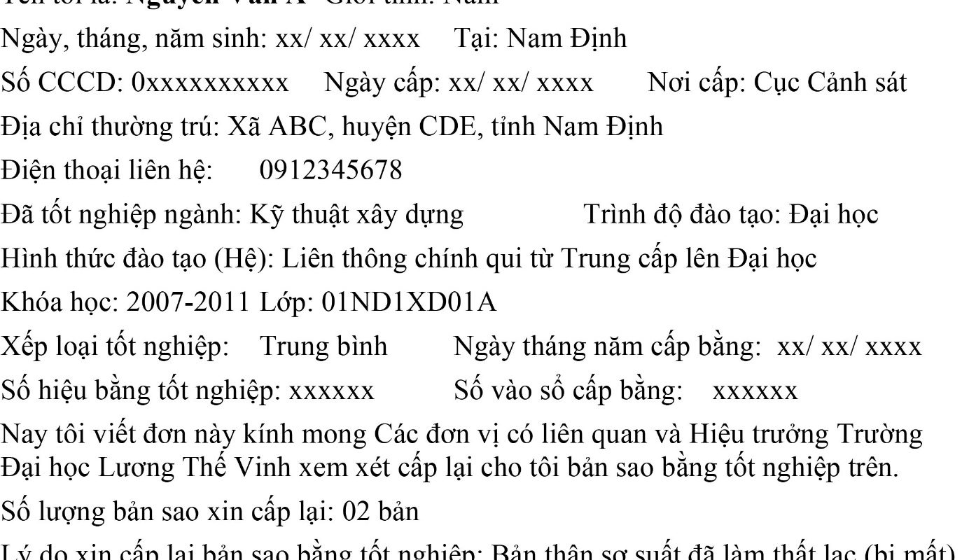 cấp lại hồ sơ tốt nghiệp đại học