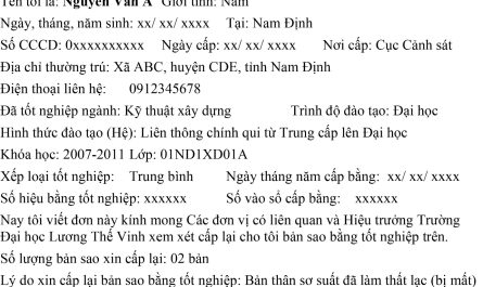 cấp lại hồ sơ tốt nghiệp đại học