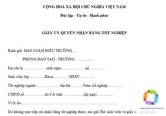 ủy quyền nhận bằng đại học