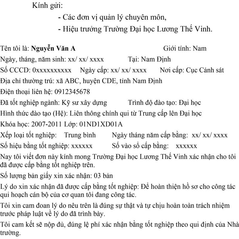 xác minh bằng đại học