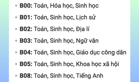 khối b00 học ngành gì